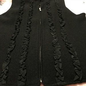Adorable wool black vest with vertical ruffles!